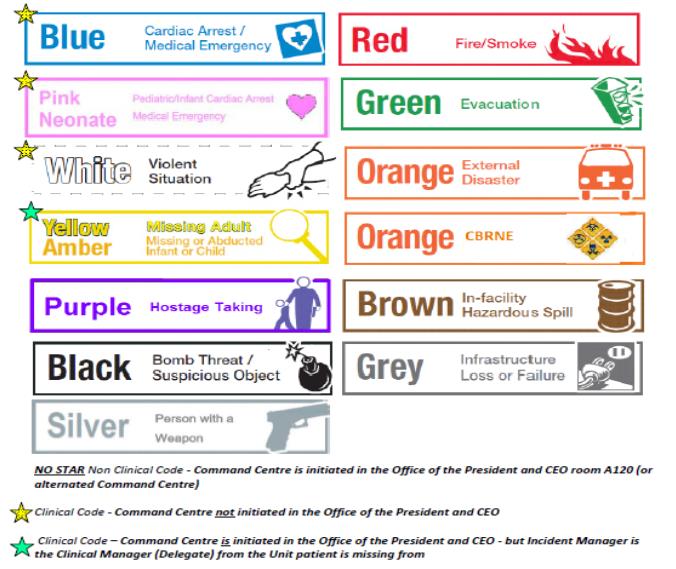 Emergency code chart